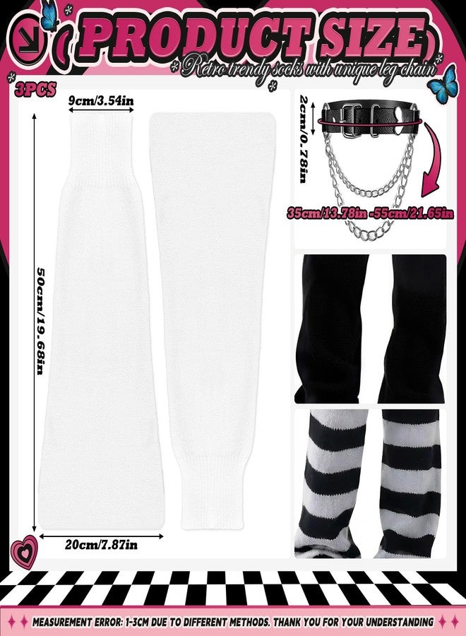 TLY 3 Pairs Leg Warmers for Women Y2K Kawaii Boot Socks Knit Flared Long Leg Sleeves Socks with Leg Harness Belt Adjustable Gyaru Accessories Winter Christmas - Image 2